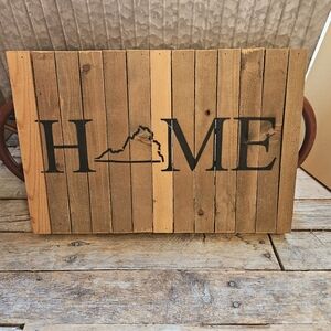 Wooden Home Sign with Virginia Outline